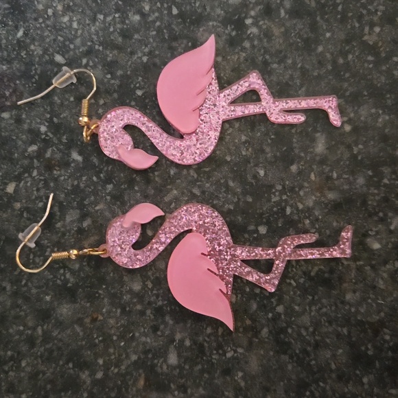 Jewelry - 🎈 3 For $10 .....Flamingo Sparkle Earrings  New in package.